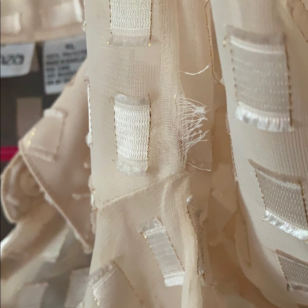 Vintage cream sheer champagne rectangle print top - Picture 8 of 8